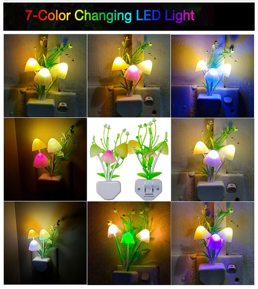 AUSAYE LED Mushroom Night Light Color Change Sensor Plug-in 1 Pack