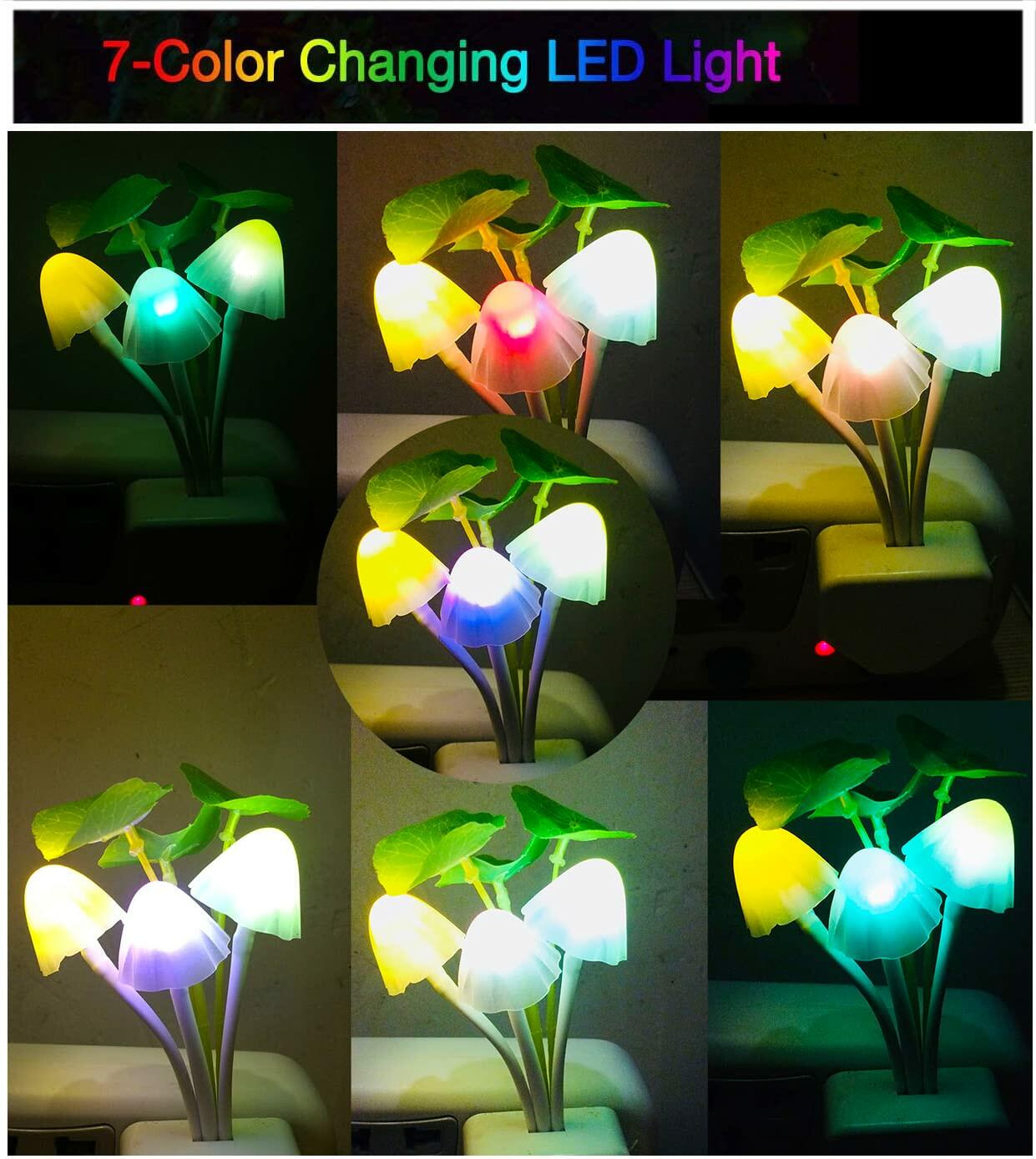 AUSAYE LED Mushroom Night Light Color Change Sensor Plug-in 1 Pack