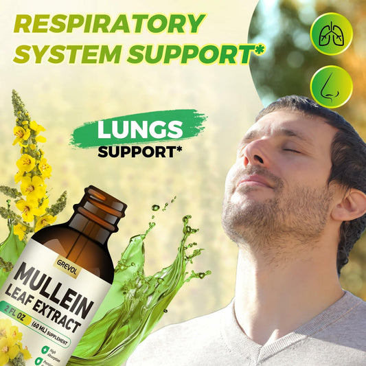 BestBy05/26 Grevol Mullein Drops Organic Herbal Tincture 2oz Respiratory Support