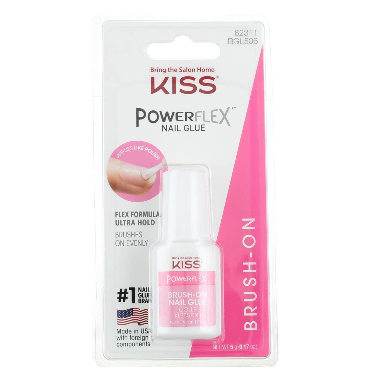 Kiss Powerflex Brush On Nail Glue 0.17oz Pack of 6 - Ultra Hold Fast Dry