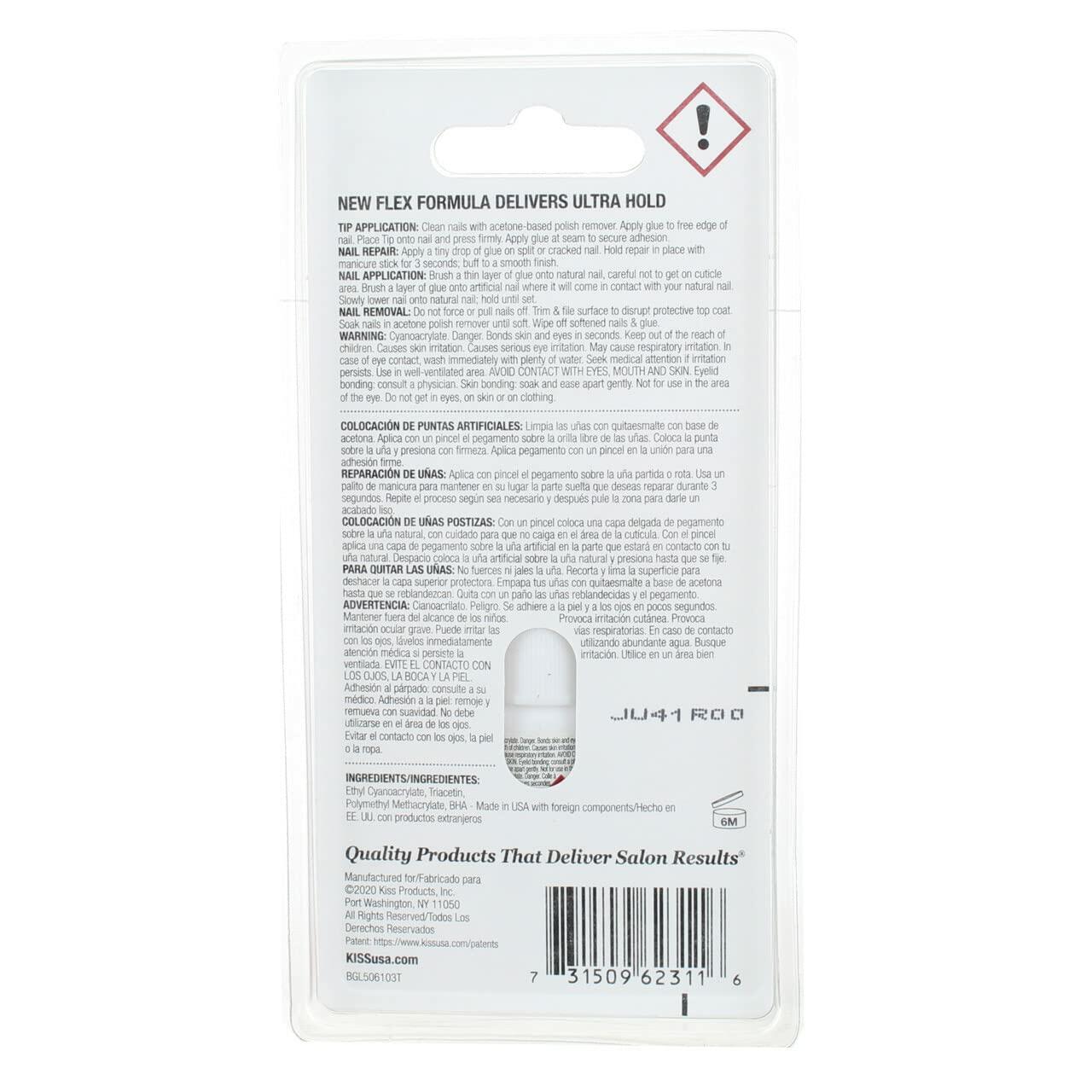 Kiss Powerflex Brush On Nail Glue 0.17oz Pack of 6 - Ultra Hold Fast Dry