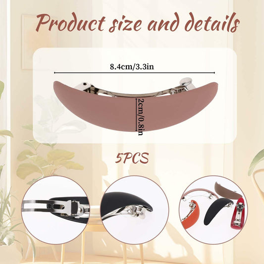 Bewudy 5 PCS Matte Neutral French Hair Barrettes Clips, Strong Hold, Vintage