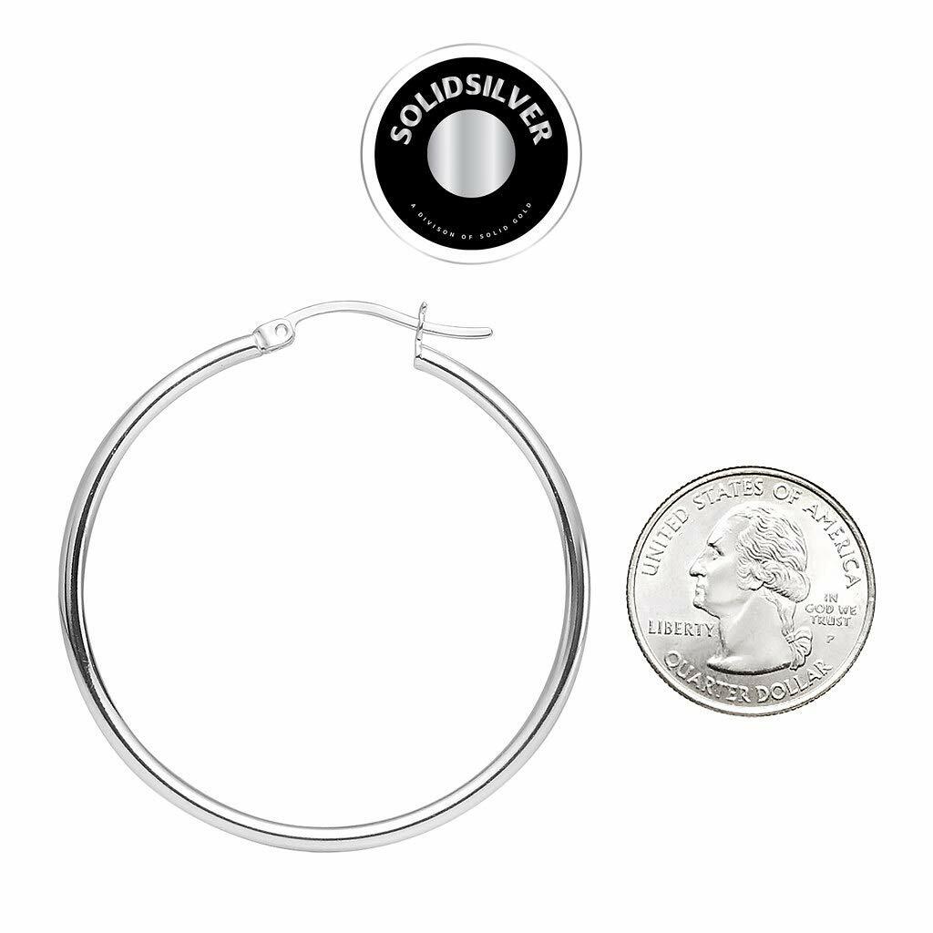 SOLIDSILVER Sterling Silver 45mm High Polished Lightweight Click Top Hoop