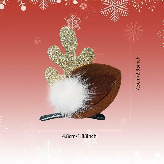 hhdatc 2 Pairs Reindeer Antlers Ears Hair Clips Christmas Party Accessories