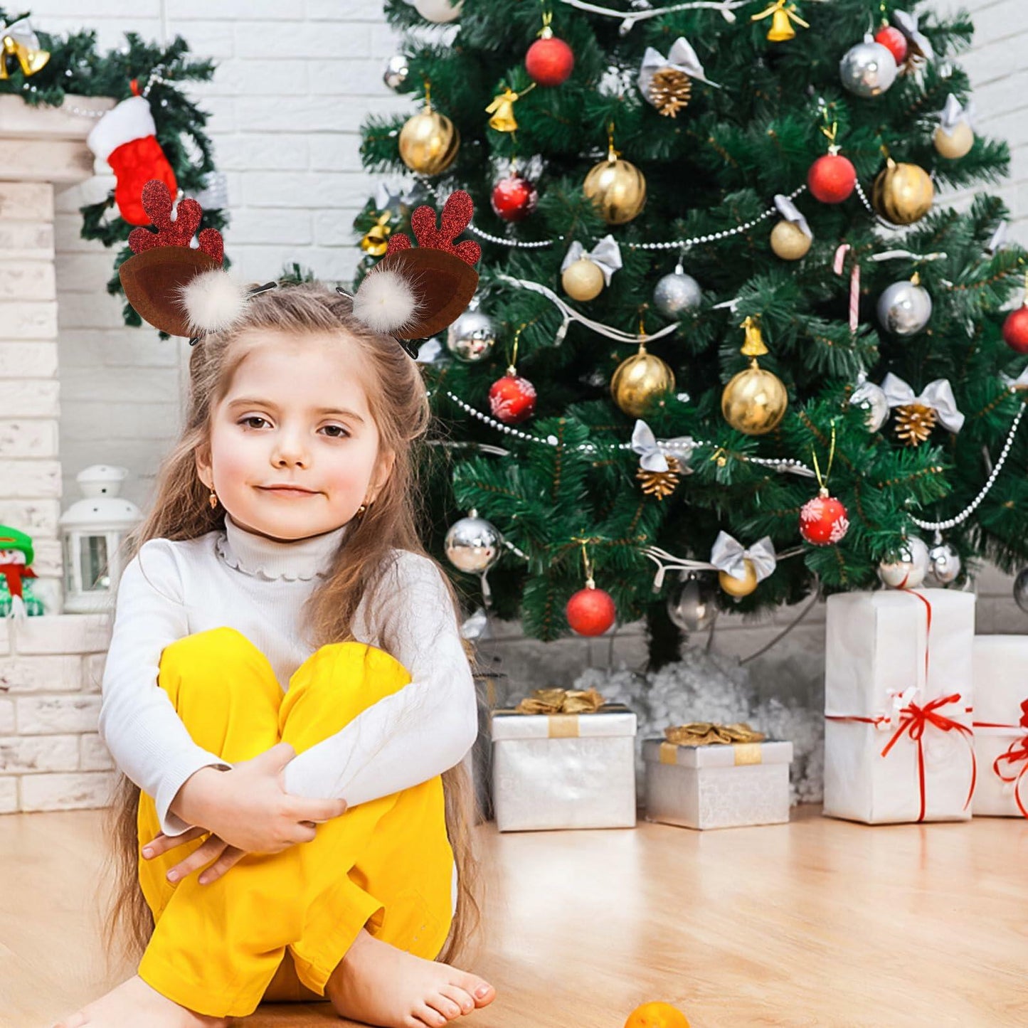 hhdatc 2 Pairs Reindeer Antlers Ears Hair Clips Christmas Party Accessories