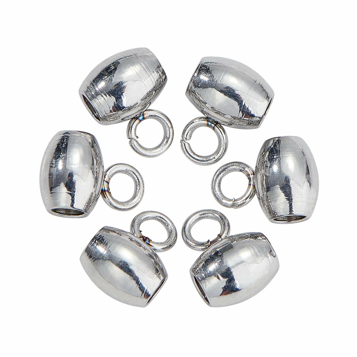 DanLingJewelry 100Pcs Stainless Steel Oval Bail Beads Silver 7x5x4mm Hole 2mm