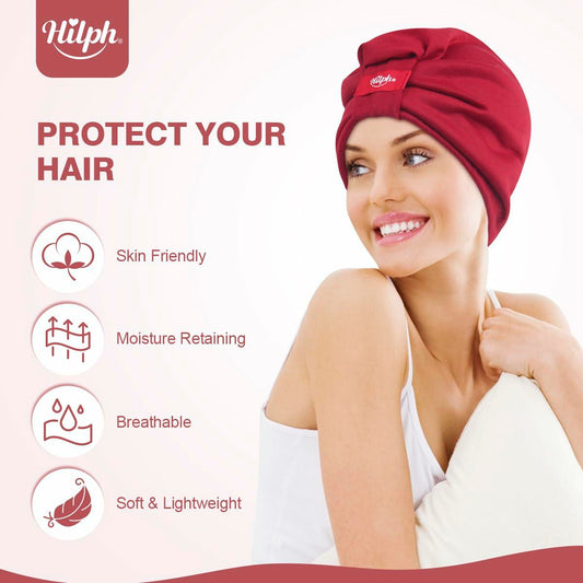 Hilph Satin Hair Bonnet Double Layer Sleep Cap Red - Anti Frizz Wrap