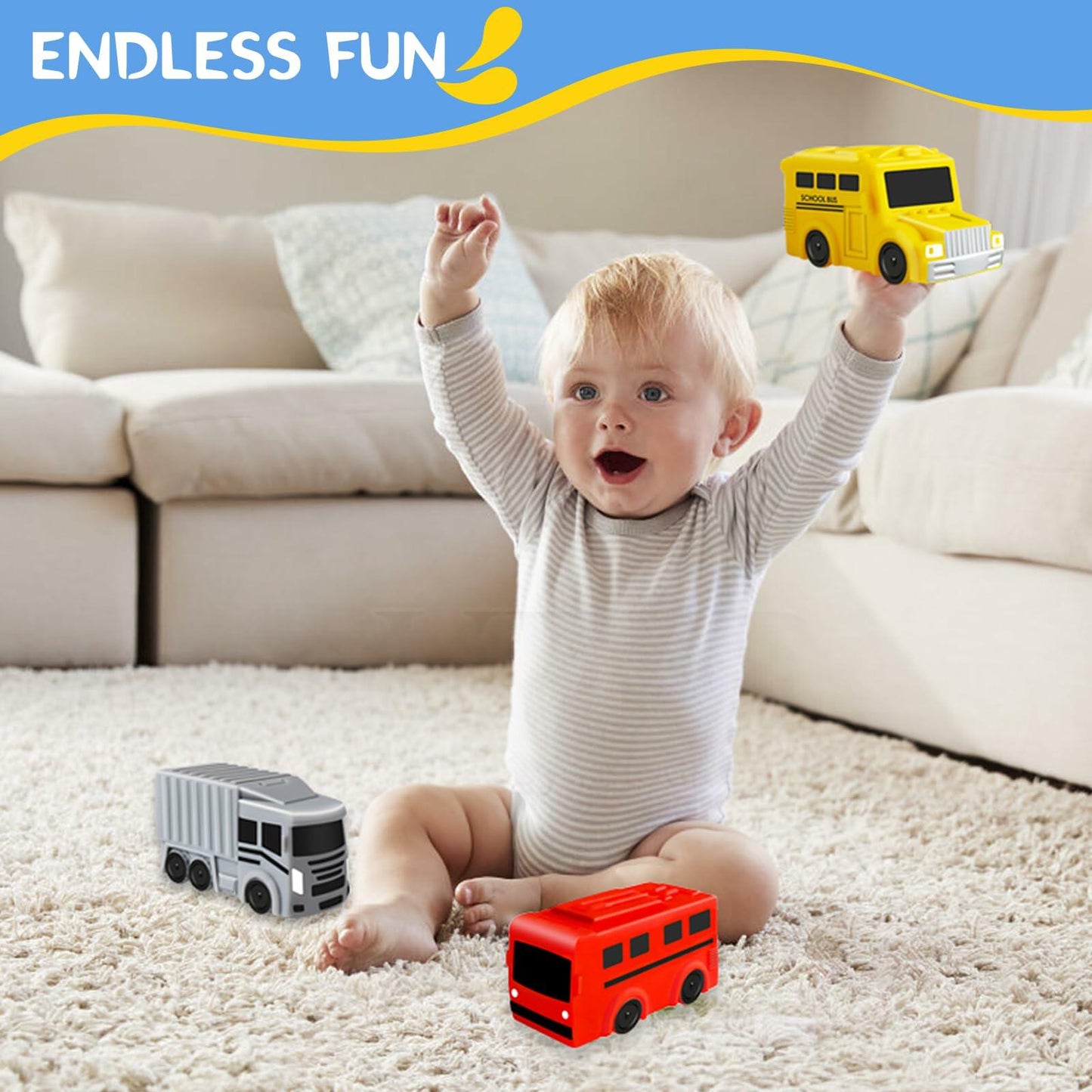 Car Bath Toys Mold Free No Hole for Infants 6-12 Months Toddler Toy