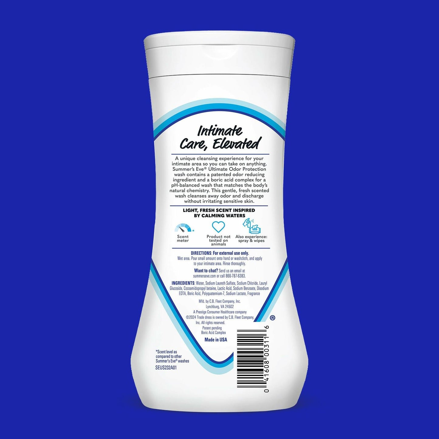 Summer's Eve Ultimate Odor Control Feminine Body Wash with Boric Acid, 15 Fl Oz