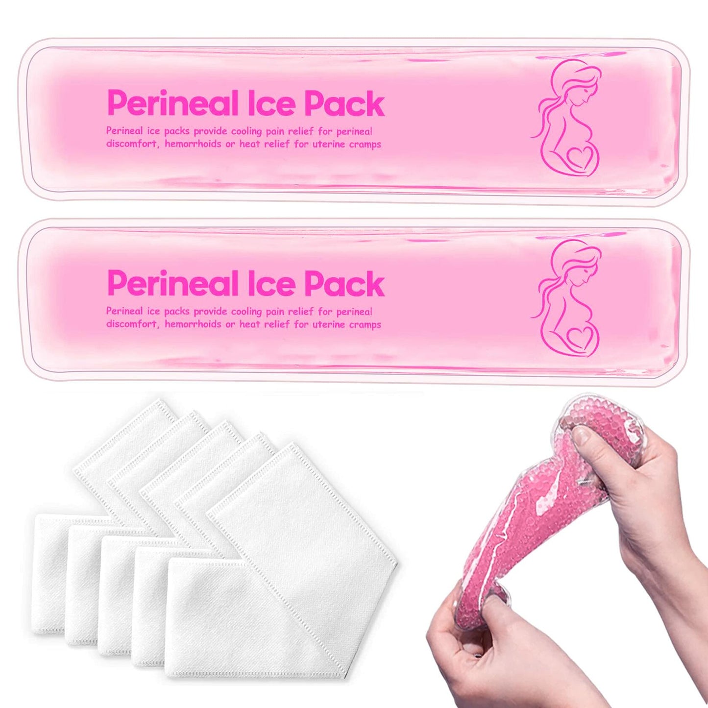 Reusable Perineal Cooling Pad Gel Pink 2 Ice Packs Postpartum Pain Relief