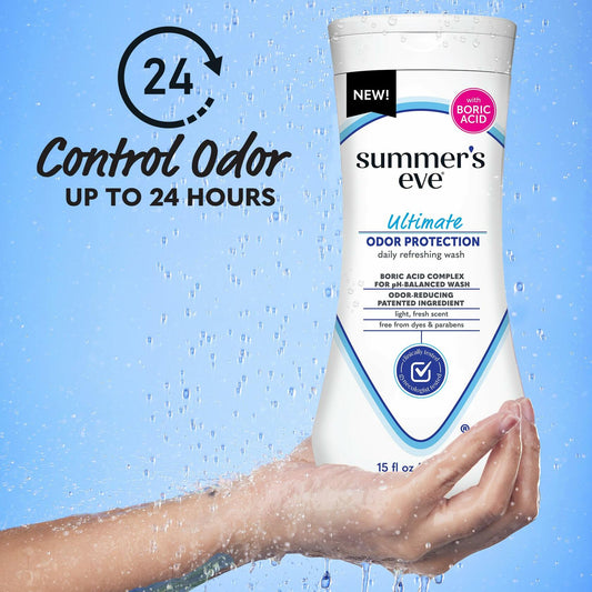 Summer's Eve Ultimate Odor Control Feminine Body Wash with Boric Acid, 15 Fl Oz