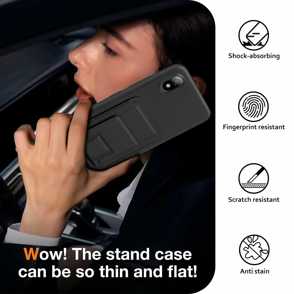 Boost Mobile Bounce 4G SL201D Case with Tempered Glass Kickstand Wallet Black