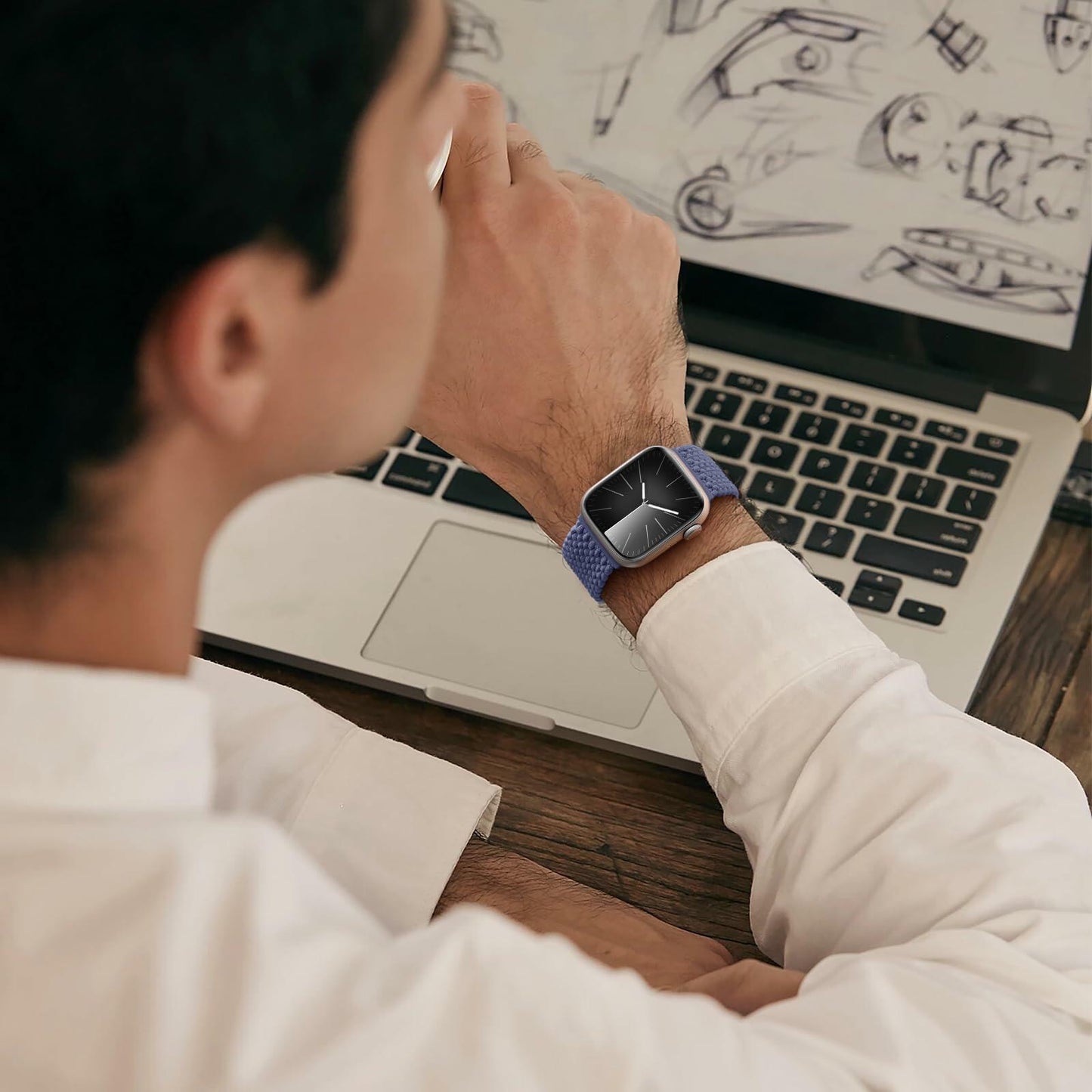 Rubinom Braided Solo Loop Nylon Strap for Apple Watch 38-49mm Stretchy Elastic