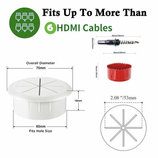 Cord Hider Kit, 2-3/8" Wall TV Cable Management with Drill Attachment