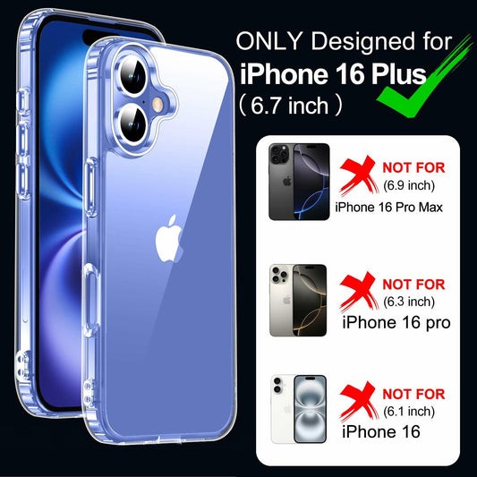 MOZOTER iPhone 16 Plus Case Clear Slim Shockproof Anti-Yellowing 6.7 inch