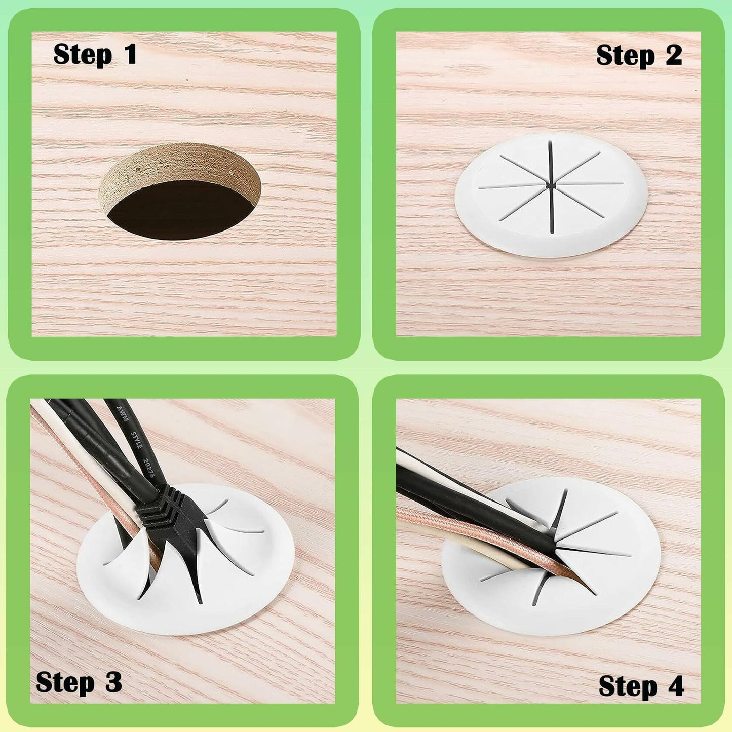 Cord Hider Kit, 2-3/8" Wall TV Cable Management with Drill Attachment