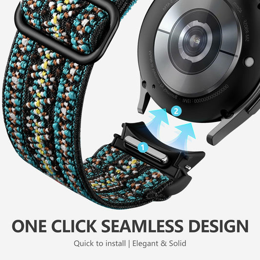 SNBLK Elastic Bands 20mm Nylon Strap Compatible Samsung Galaxy Watch 40-47mm