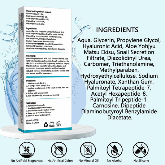 ABOTE 2.3% Hyaluronic Acid Serum for Face (3Pack-Each 0.507 fl.oz | 15ml)