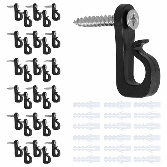 Q Hanger 36Pcs Outdoor String Light Hooks Black Weatherproof Screw-in