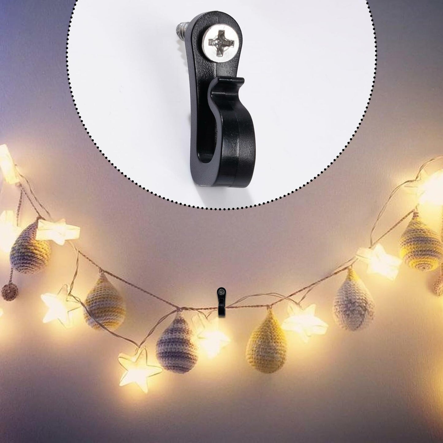 Q Hanger 36Pcs Outdoor String Light Hooks Black Weatherproof Screw-in