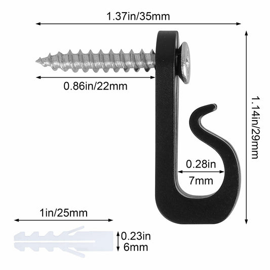 Q Hanger 36Pcs Outdoor String Light Hooks Black Weatherproof Screw-in