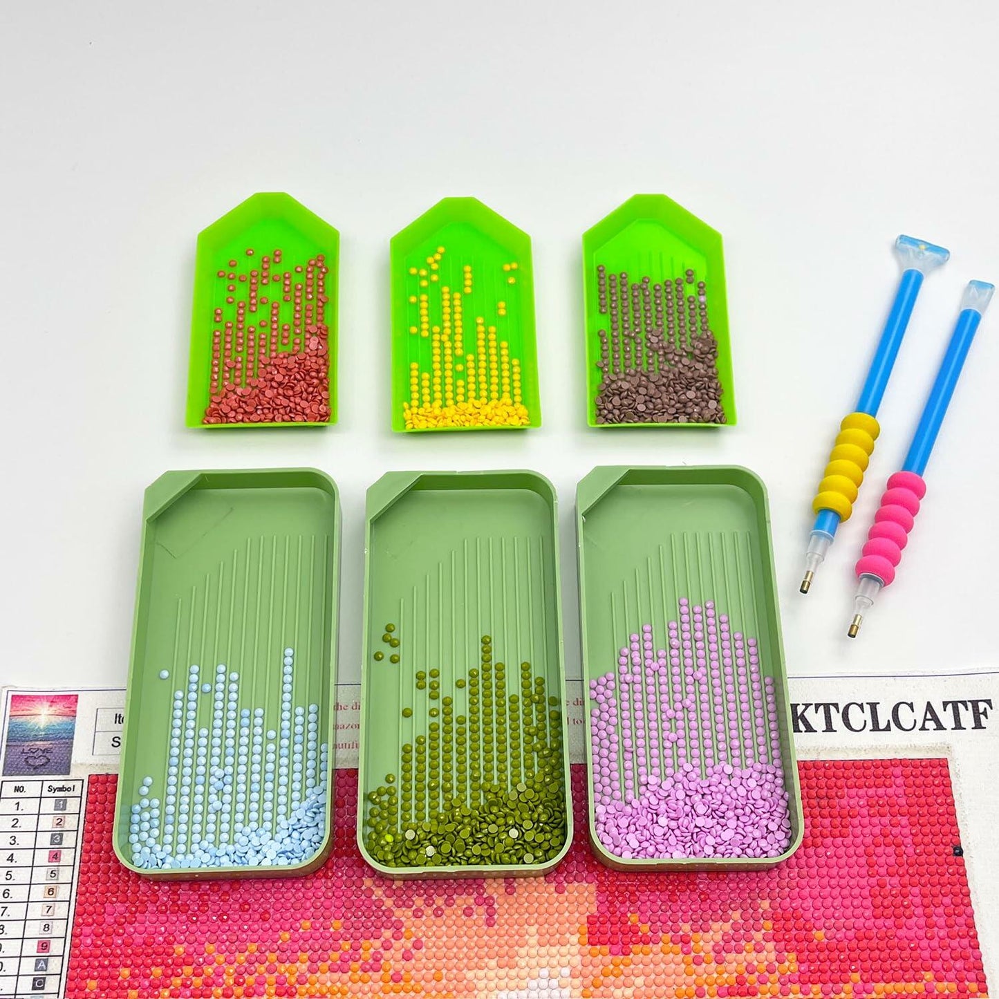 KTCLCATF 7PCS Diamond Art Tools Kit Green - Diamond Trays & Glue Accessory