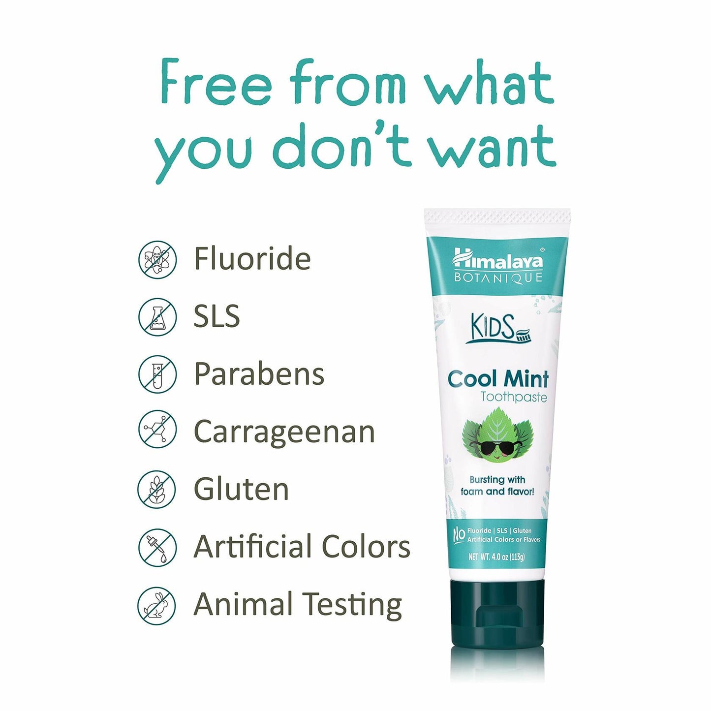 Himalaya Botanique Kids Toothpaste 4oz Cool Mint Fluoride-Free Vegan SLS Free