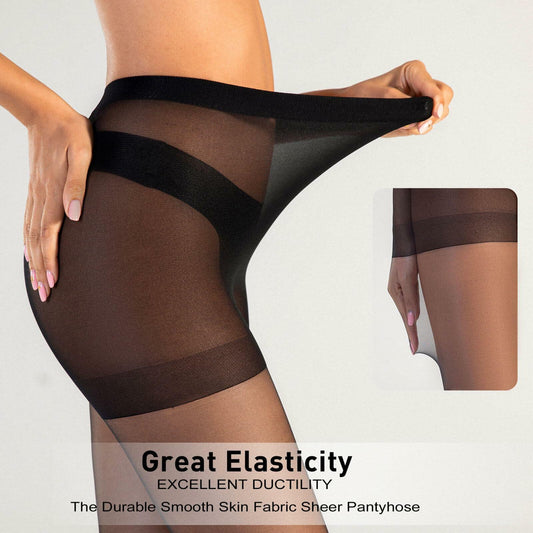 Honeysea 2 Pairs Sheer Tights 20D Nude & Black Pantyhose Women - Size L