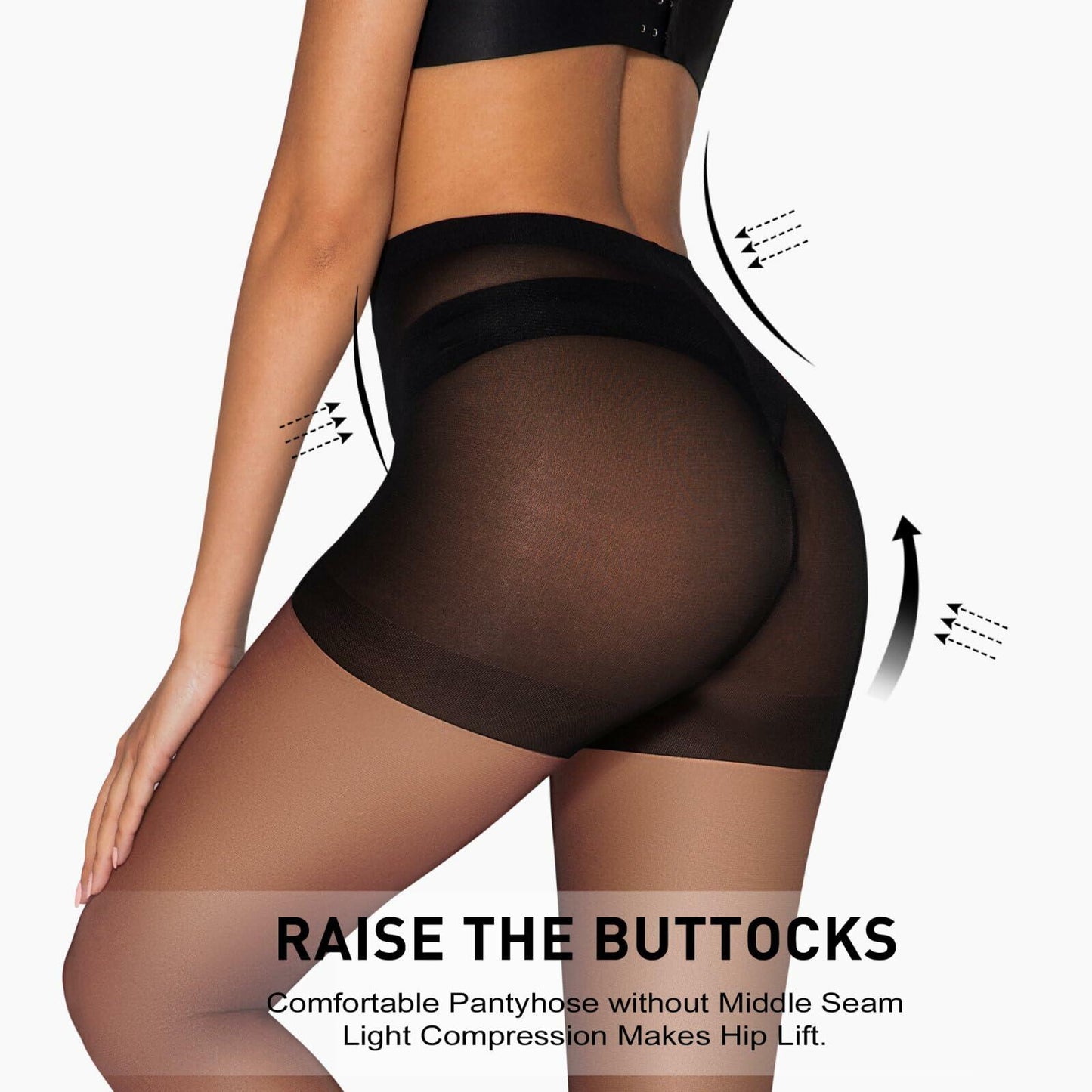 Honeysea 2 Pairs Sheer Tights 20D Nude & Black Pantyhose Women - Size L