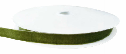 Abbaoww Velvet Ribbon 5/8 Inch Single Face Moss Green 25 Yards