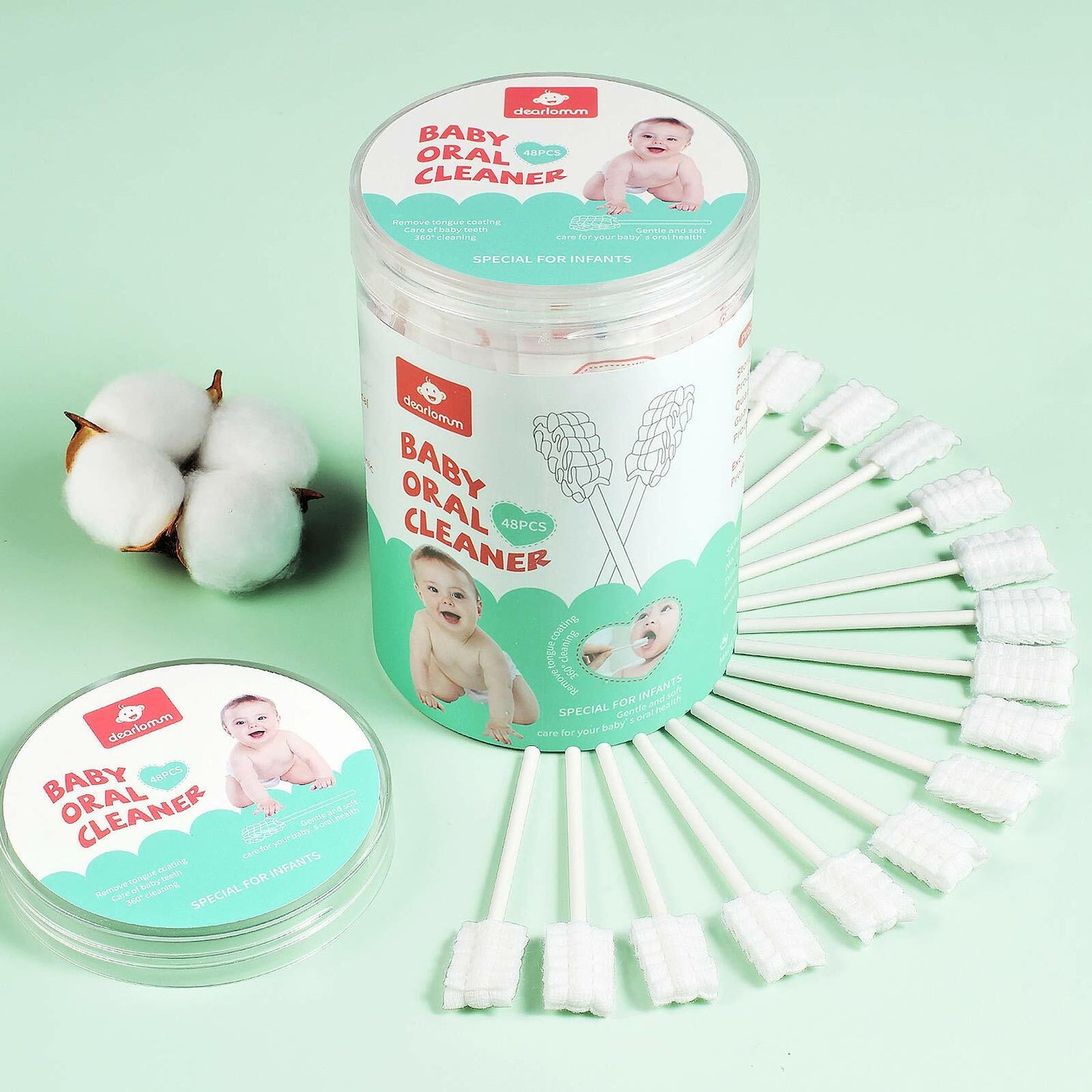 dearlomum Baby Tongue Cleaner 48PCS Disposable Infant Oral Dental Care Stick