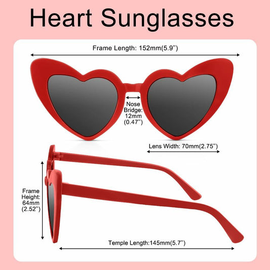 Red Heart Sunglasses Women Heart Shaped Fun Costume Accessories Party