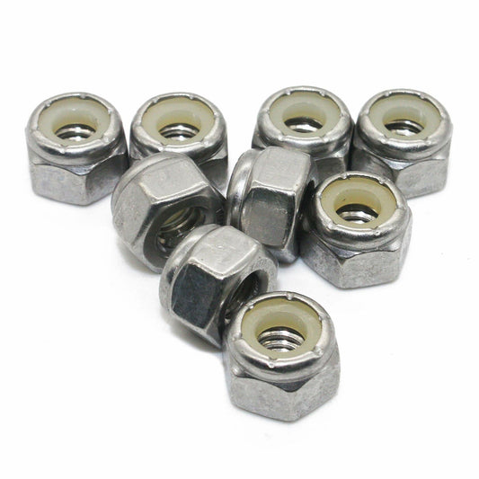 Fullerkreg 50Pcs 1/4-20 Nylon Insert Hex Lock Nuts Stainless Steel Plain