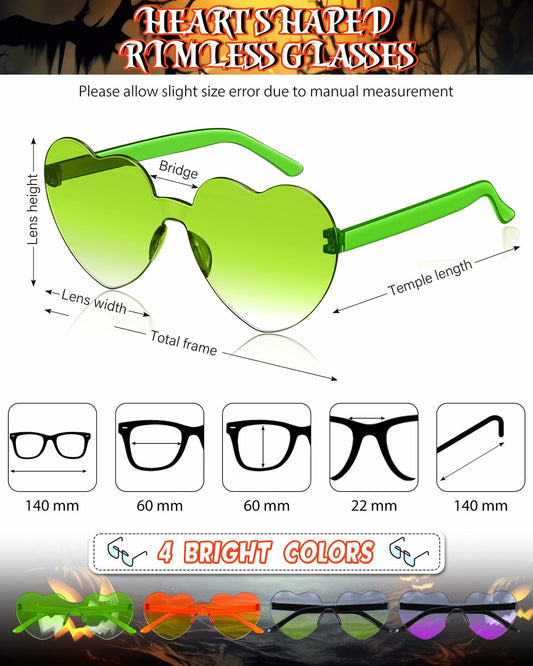Photect 12 Pair Heart Sunglasses Gradient Green Yellow Purple Trendy Bulk