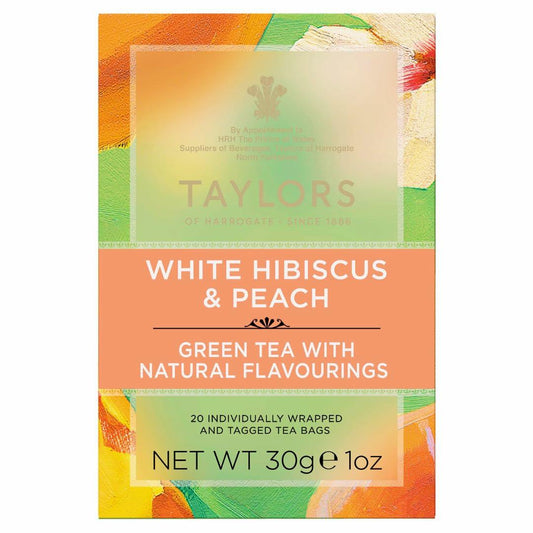 BestBy05/26 Taylors of Harrogate White Hibiscus & Peach Green Tea 20 Teabags