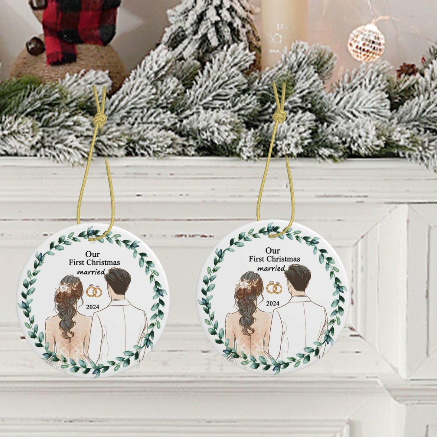 First Christmas Married 2024 Acrylic Ornament - Unique Wedding & Engagement Gift