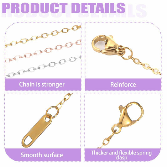 Dimeho 9 Pc Necklace Extender Set Silver Gold Lobster Clasp 2-6 Inch