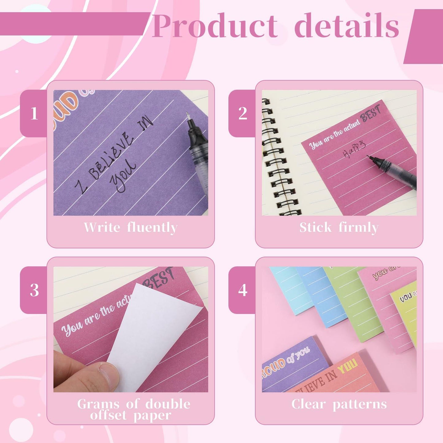 Dimeho 600pcs 3x3in Inspirational Sticky Notes Motivational Notepads