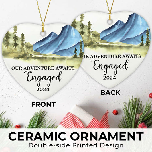 NewEleven Ceramic Christmas Ornament Engagement Gift for Couples 2024
