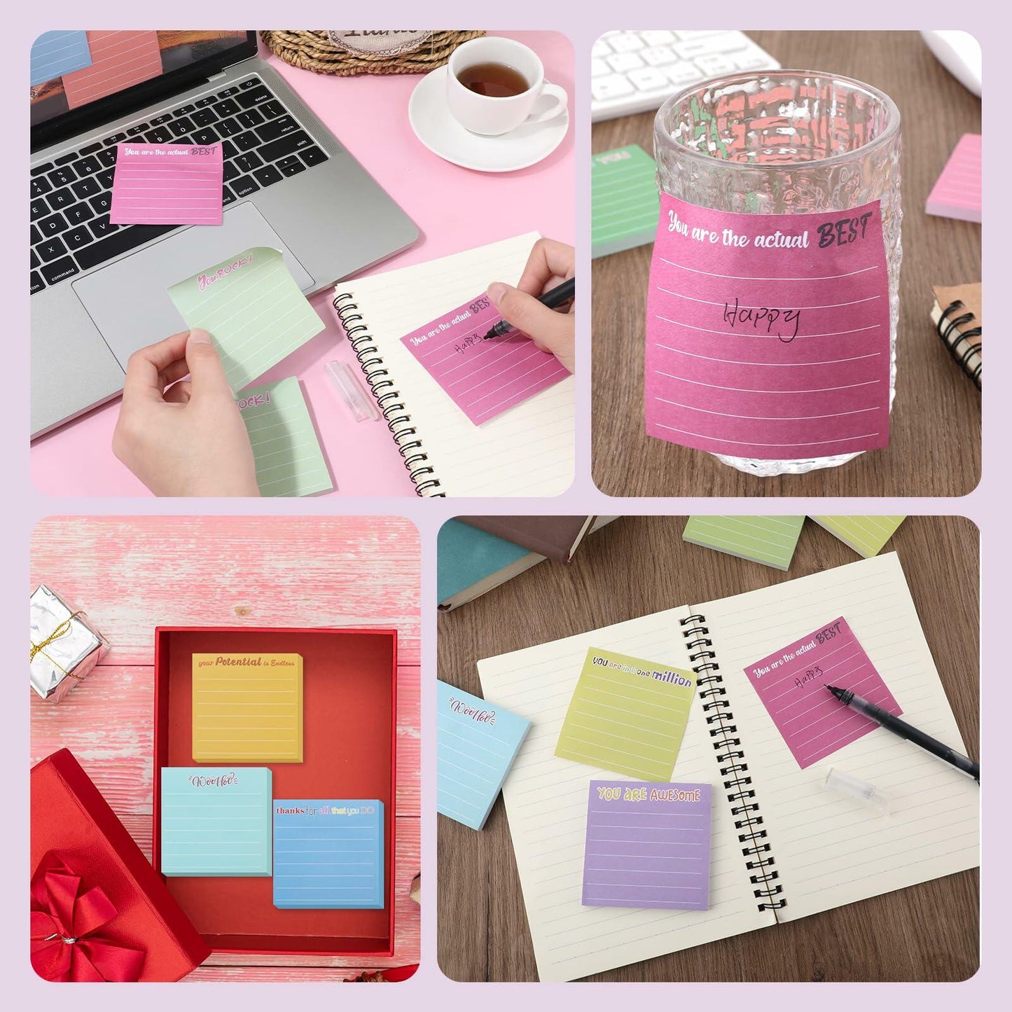 Dimeho 600pcs 3x3in Inspirational Sticky Notes Motivational Notepads
