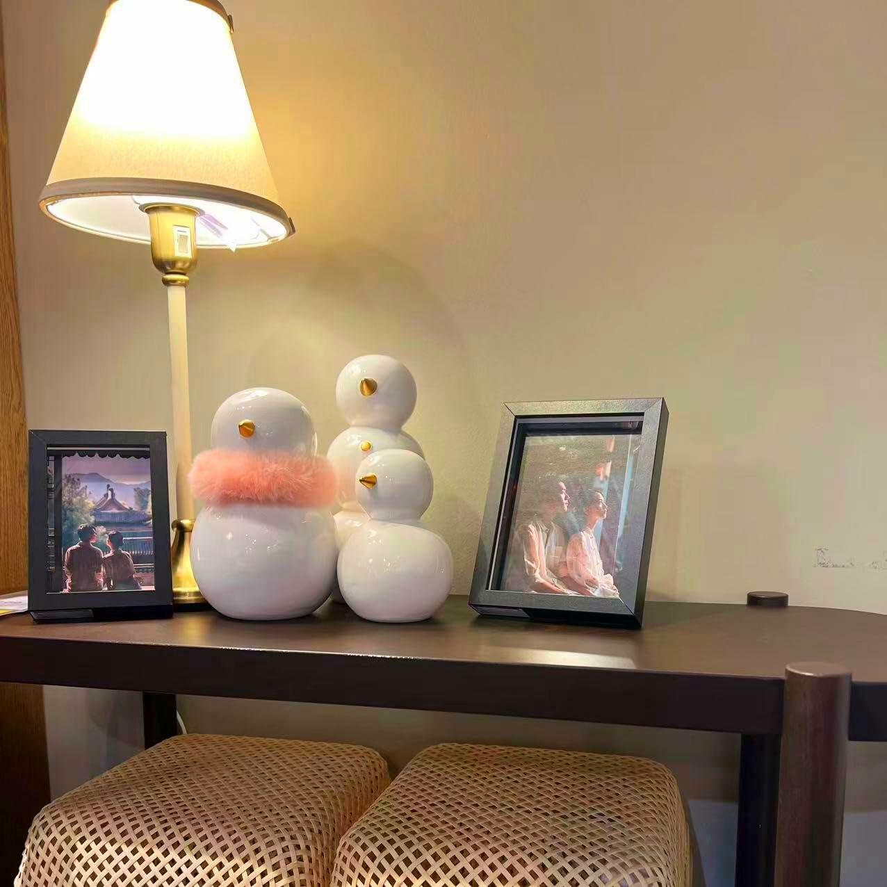 Fonder Mols Snowman Figurines Set of 3 Large Ceramic Christmas Decor