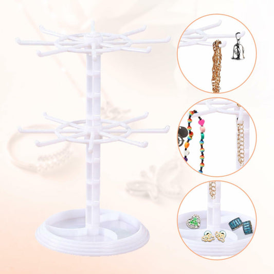 Ysmooiuy 11JJ1 White Rotating Necklace Holder Organizer Jewelry Stand