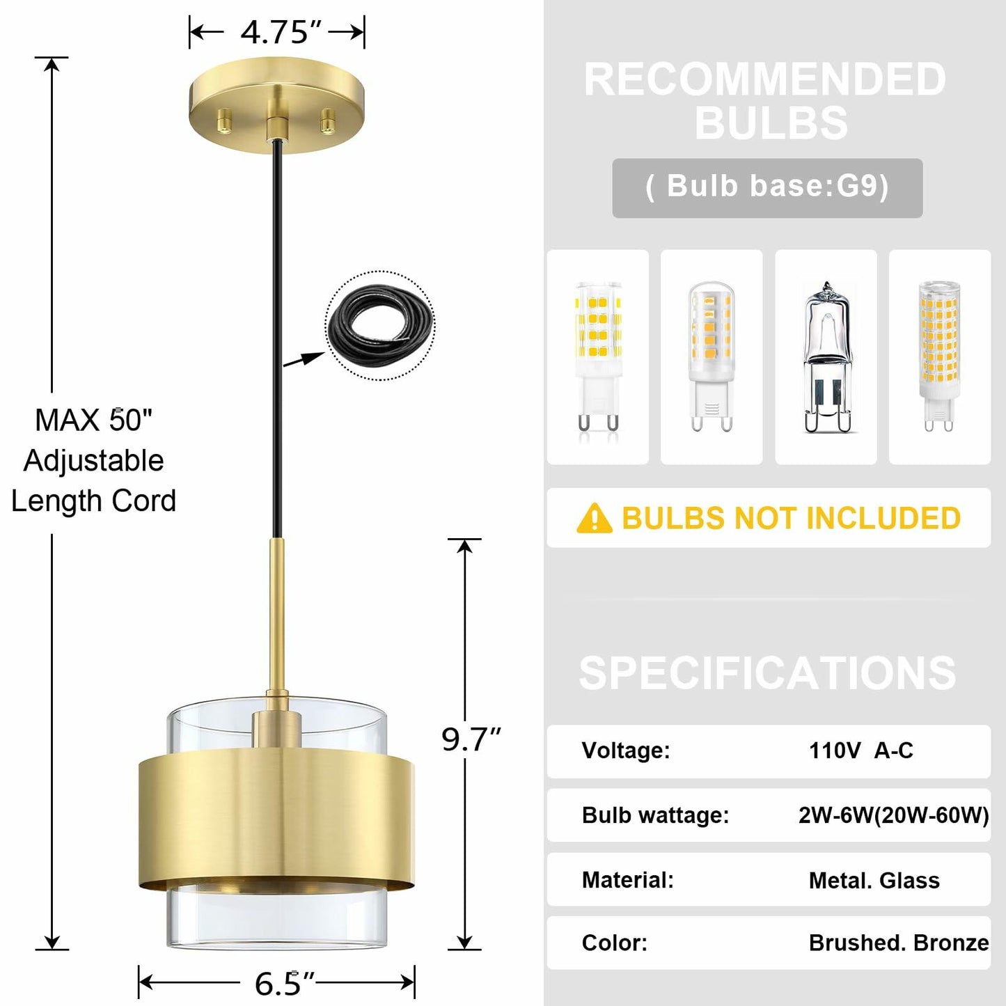 Dolaimy 3 Pack 6.5" Brushed Bronze Pendant Lights Modern Farmhouse Metal Shade