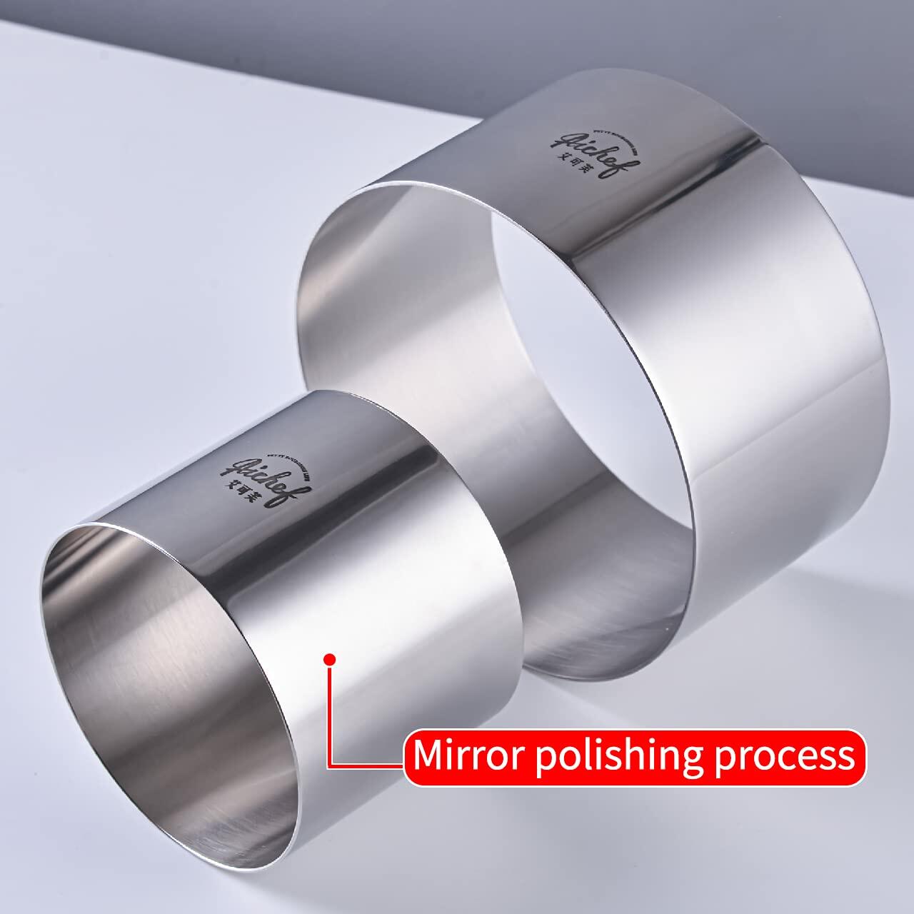 304 Stainless Steel Mousse Cake Ring 6 x 3.15 inch Mirror Finish Seamless