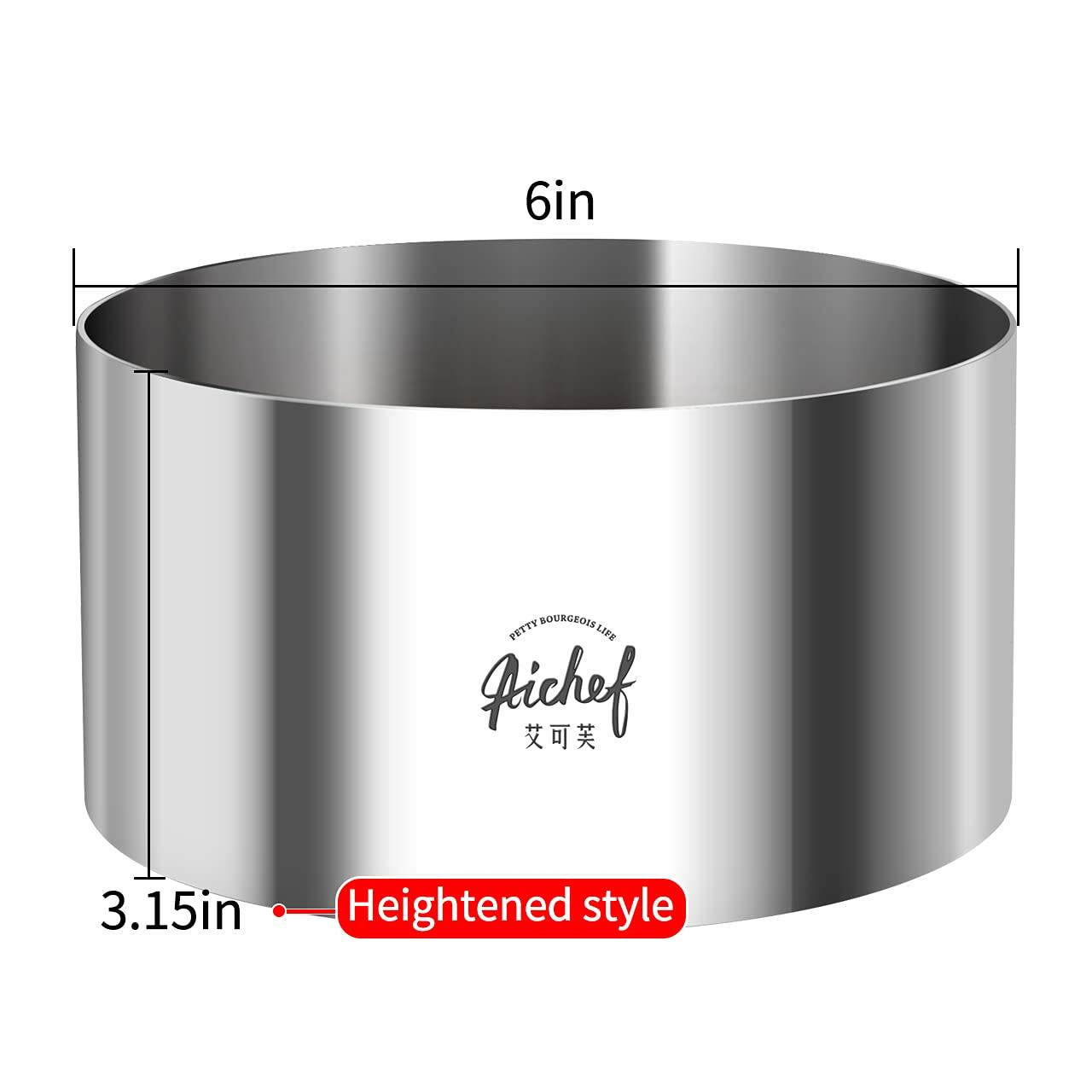 304 Stainless Steel Mousse Cake Ring 6 x 3.15 inch Mirror Finish Seamless