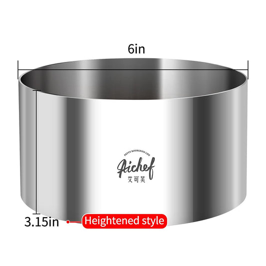 304 Stainless Steel Mousse Cake Ring 6 x 3.15 inch Mirror Finish Seamless