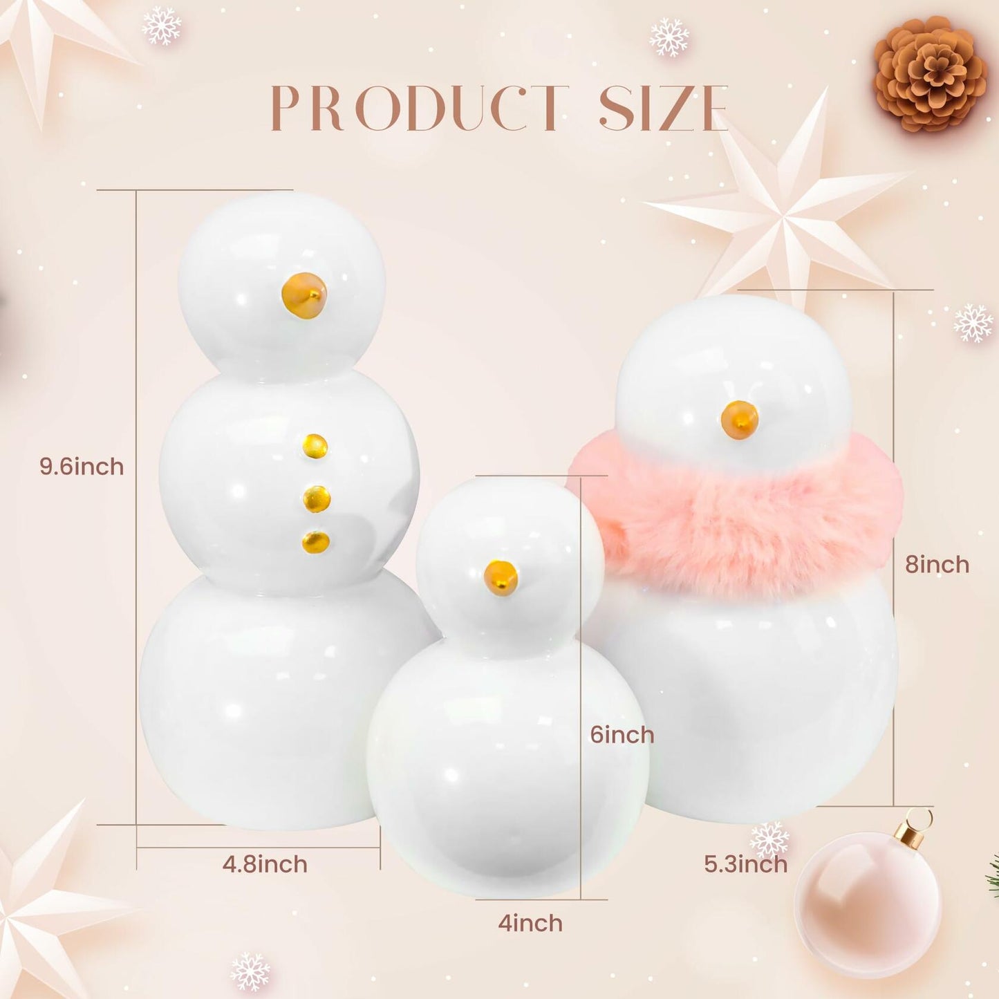 Fonder Mols Snowman Figurines Set of 3 Large Ceramic Christmas Decor