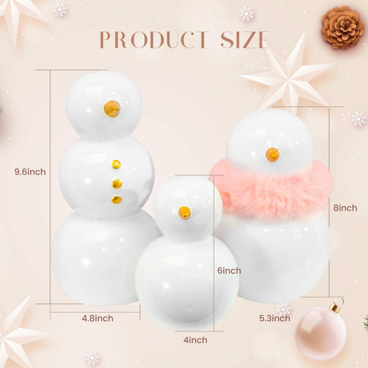Fonder Mols Snowman Figurines Set of 3 Large Ceramic Christmas Decor