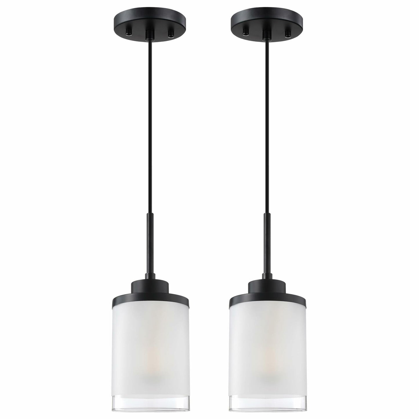 CJY CHENJINYAN 2 Pack 4.3" Black Pendant Light Fixture Frosted Glass