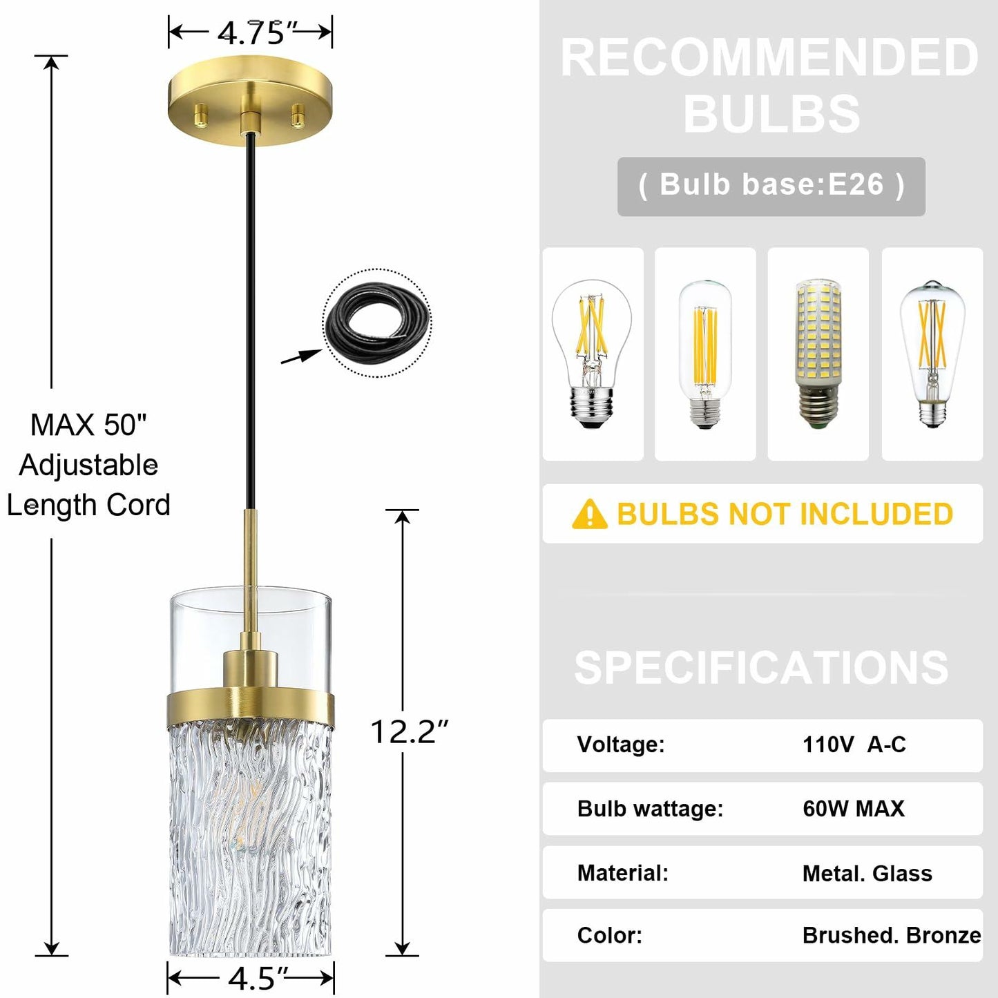 SEENMING HOUSE 3 Pack Kitchen Island Pendant Light Clear Glass Bronze Finish
